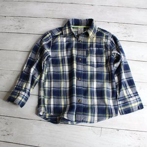 Carter's Boy's Button Down Casual Dress Shirt Size 3T Blue Yellow Plaid